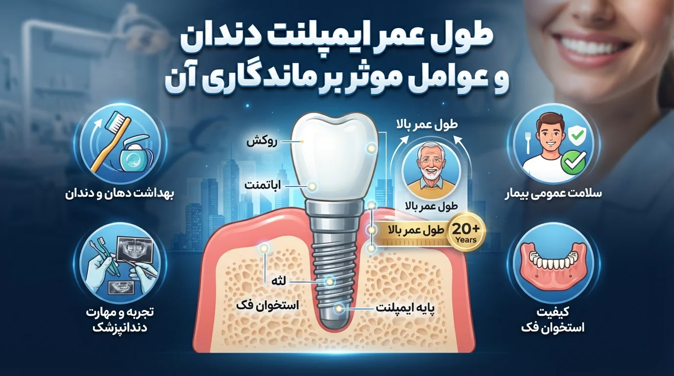 طول عمر ایمپلنت دندان و ماندگاری ایمپلنت